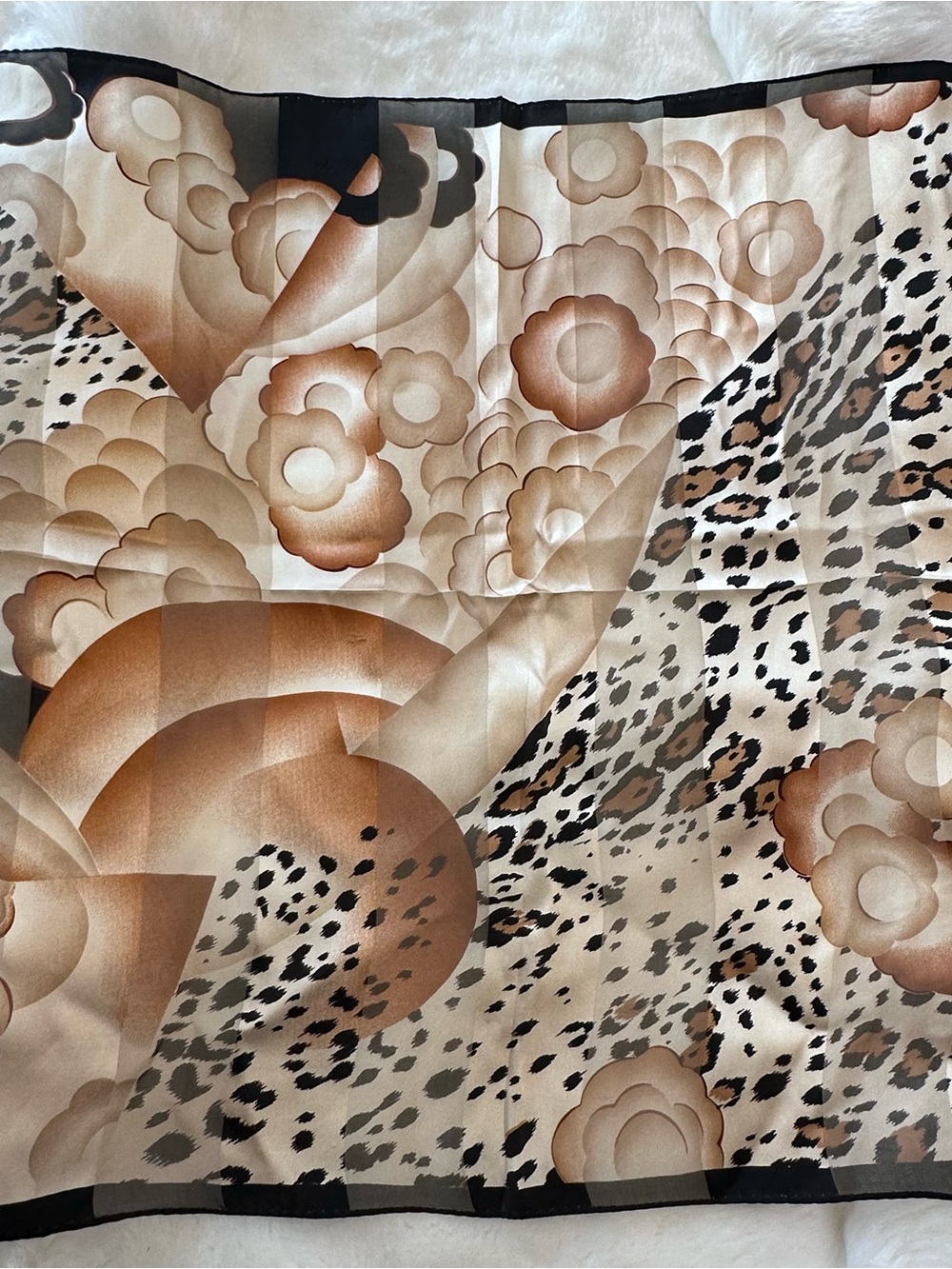 Oscar de la Renta 100% Silk Scarf Abstract Floral Geometric Animal Print